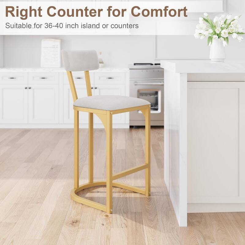 Modern Counter Height Tall Bar Stools Set of 2 with Upholstered