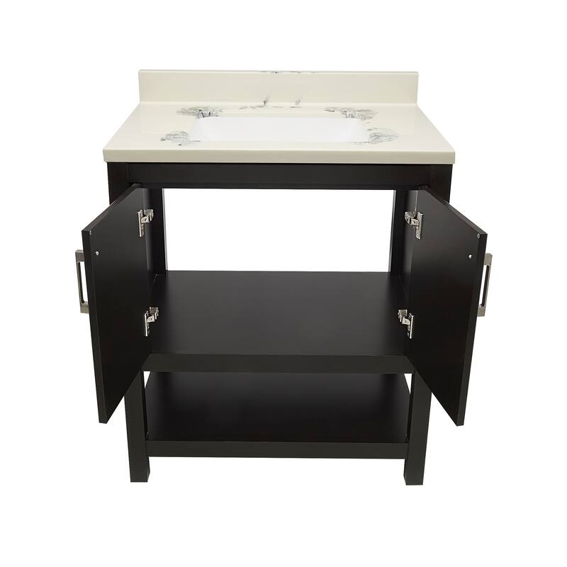 Taos 31" Bathroom Vanity with Cultured Marble Vanity Top Sink in White with White Basin