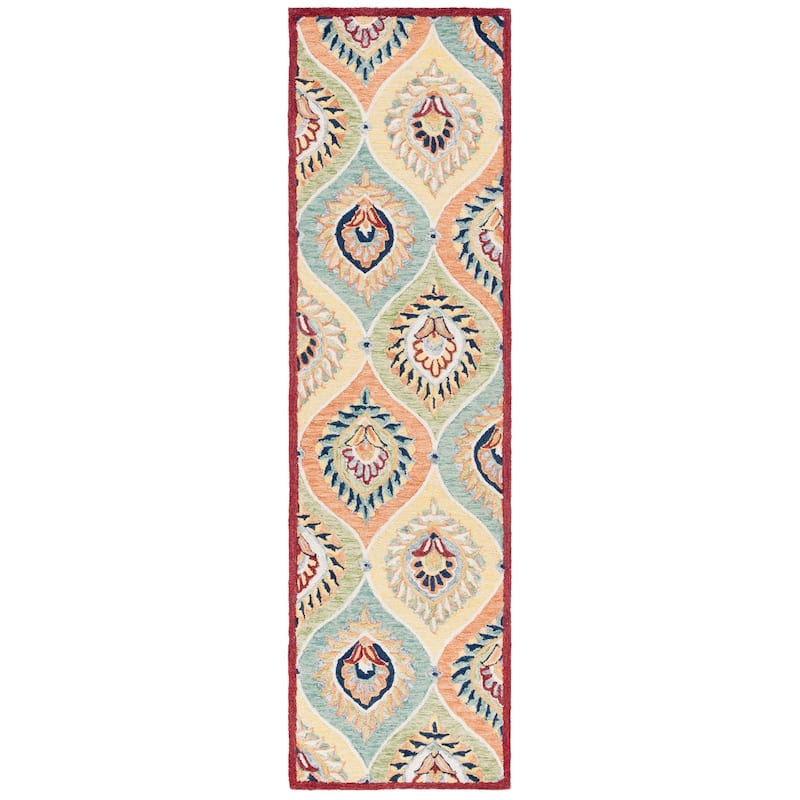 SAFAVIEH Handmade Heritage Trellis Traditional Wool Rug - 2'3" x 8' Runner - Green/Rust