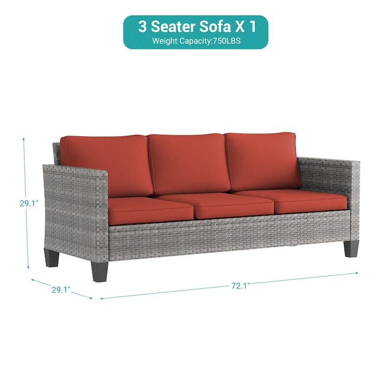 BONOSUKI Patio Outdoor Couch,3-Seater Furniture with Removable Cushion