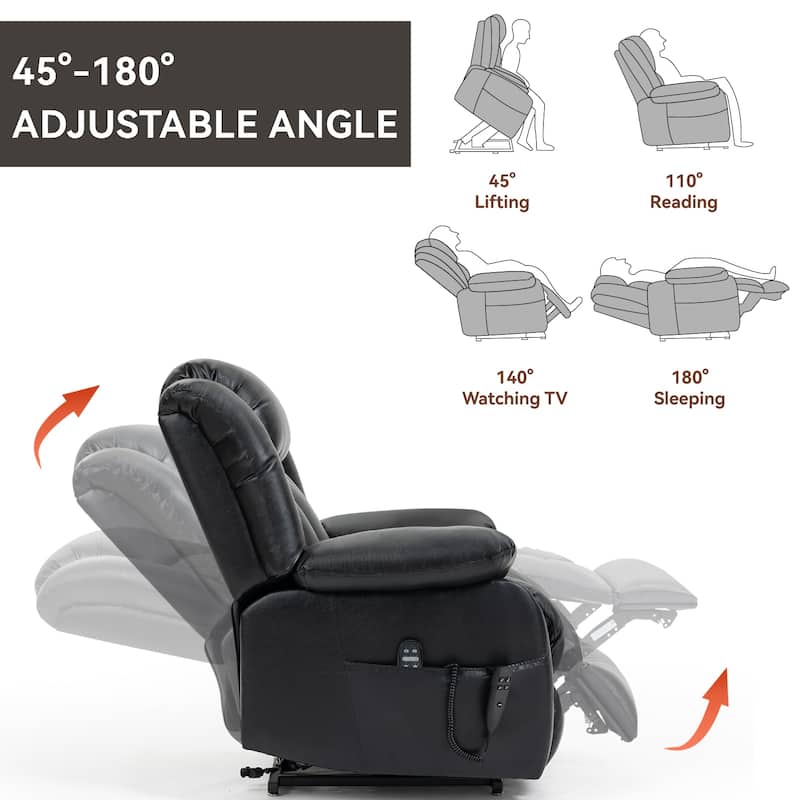 Dual Motor Power Lift Recliner Chair, Heat Massage, Remote Control