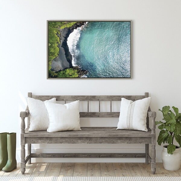 Kate and Laurel Sylvie Maui Black Sands Beach, Paddle Out and La Jolla Beach Framed Canvas Wall Art Set by Rachel Dowd, Set of 3, two 16x20 and one 23 : Kate and Laurel Sylvie Maui Black Sand Beach 1 Framed
