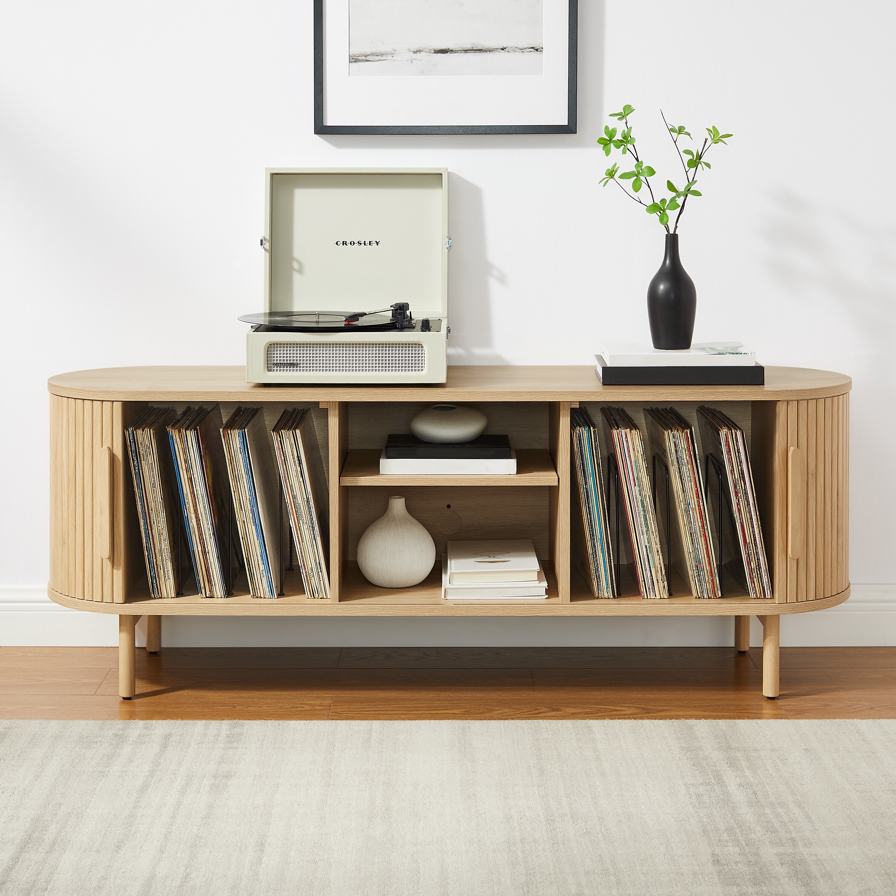 Crosley Ambrose Record Player Cabinet With Vinyl Storage