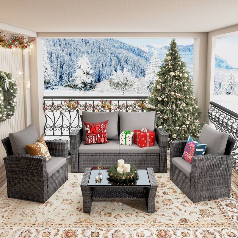 Royalcraft 5 Piece PE Rattan Wicker Outdoor Patio Furniture Set - Grey