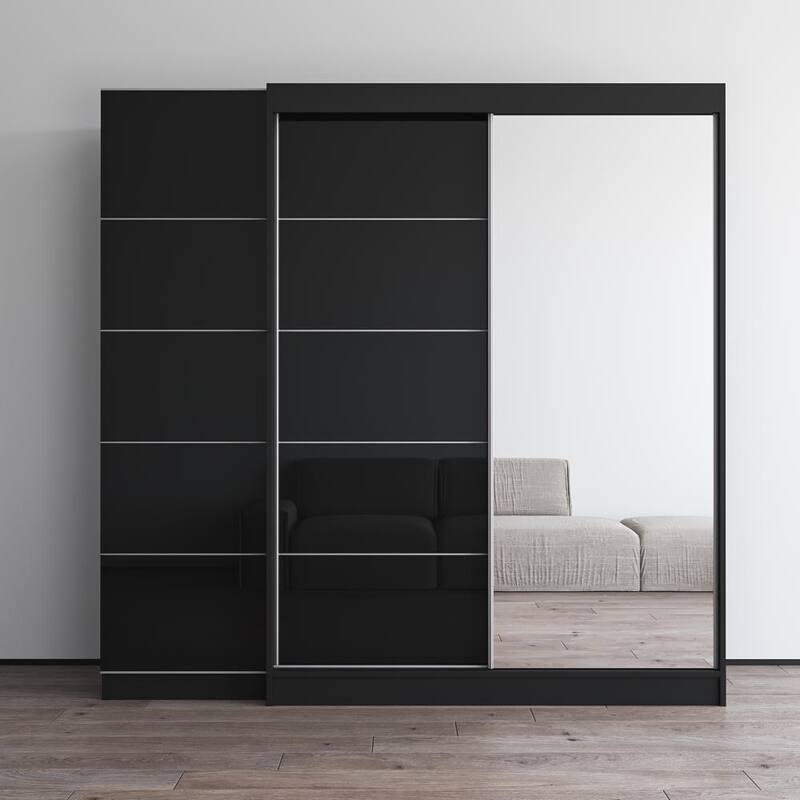 Aria 2D-EX Wardrobe with 1 Mirror - Black