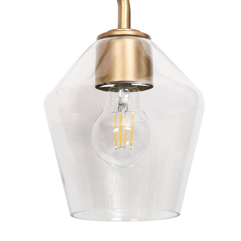 Modern Gold 3-Light Bathroom Vanity Light Glass Metal Wall Sconces - W24.4"