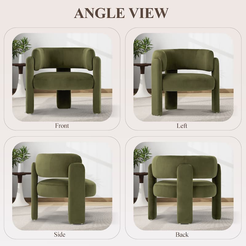 RENEWLINE Modern Velvet Barrel Accent Chair - 3-Leg Design for Living Room, Bedroom