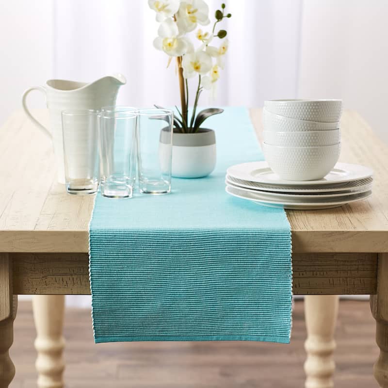 DII Black & White 2-Tone Ribbed Table Runner