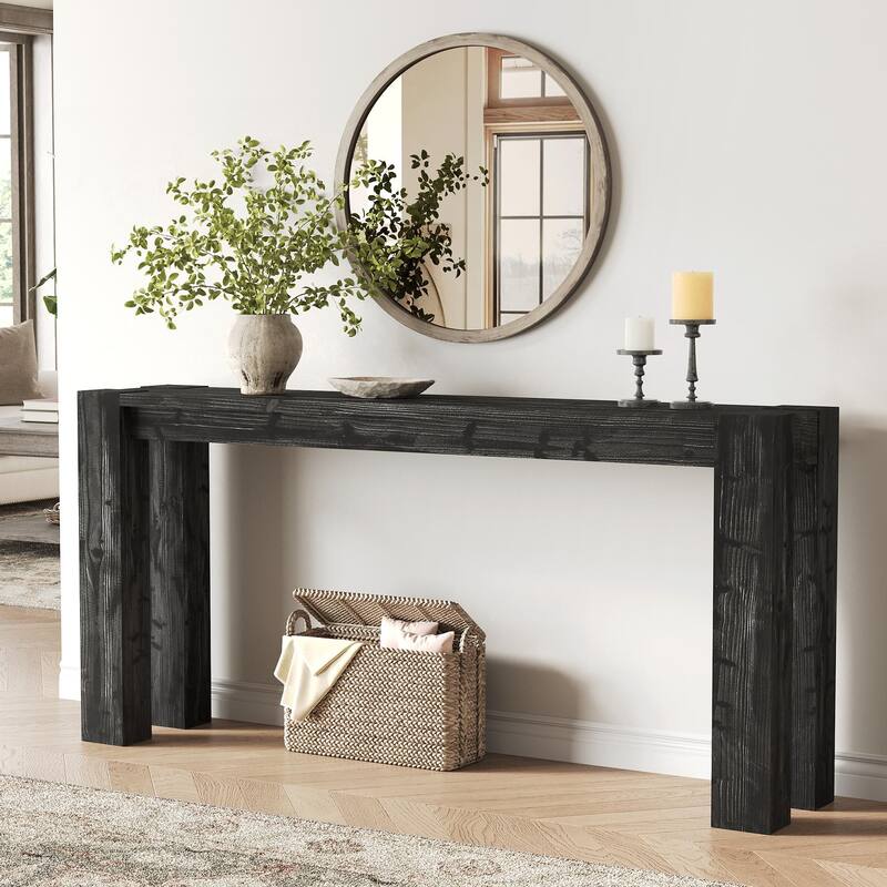 Solid Wood Console Table 70.9-Inch Long Narrow Sofa Table Behind Couch