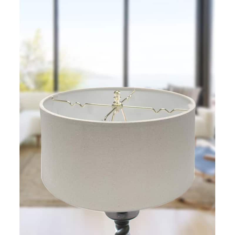16x16x9 Hardback Shallow Drum Lampshade Light Oatmeal Linen Fabric