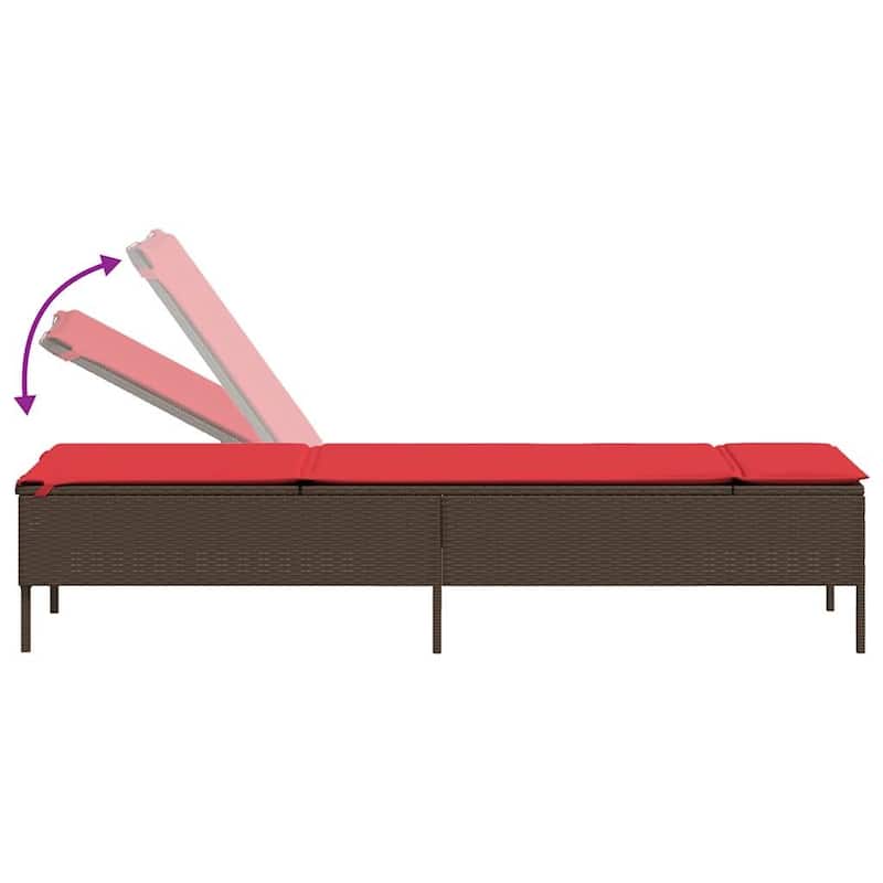 vidaXL Sun Lounger with Cushion Chaise Lounge Poly Rattan Brown/Gray/Black - 21.7 x 78 x 38.2