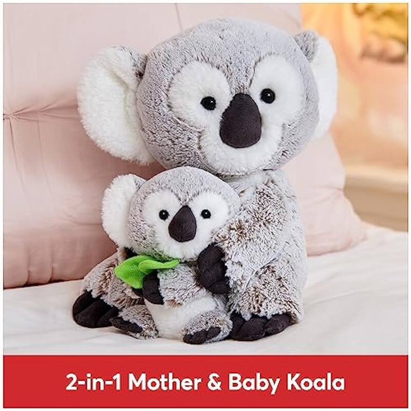 Gund Zozo Koala Bear & Joey Plush, Stuffed Animal, Age 1 and Up, Gray