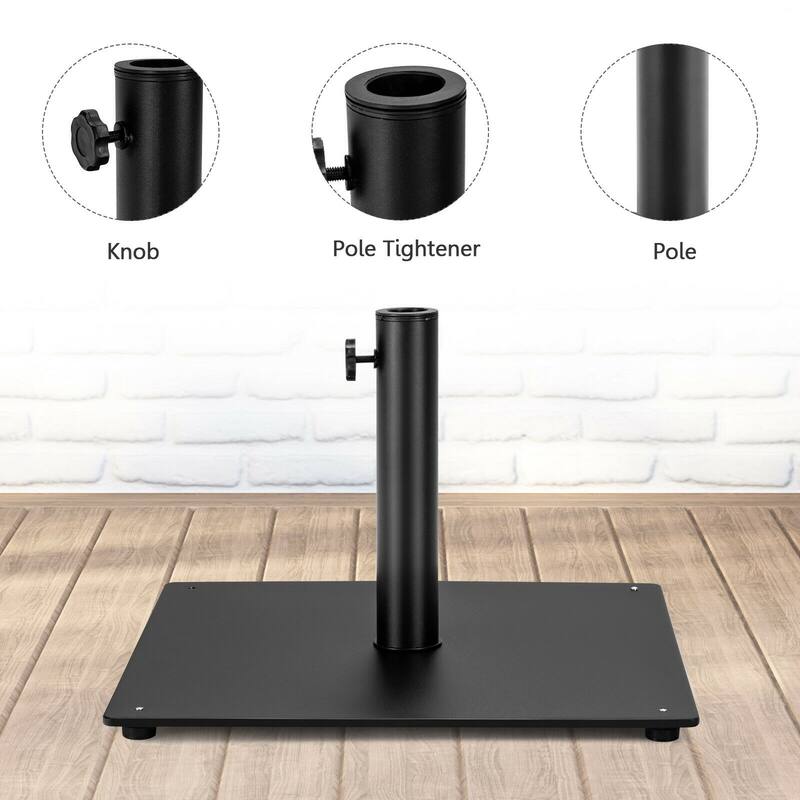 Steel Heavy Duty Patio Market Umbrella Base with 3 Adapters for Backyard - 20''x20'' (L x W x H)