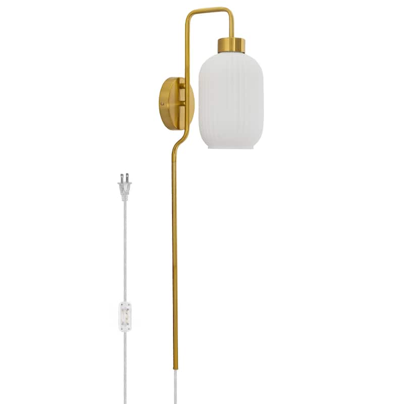 Adrienne River of Goods White Glass and Metal Retro Wall Sconce