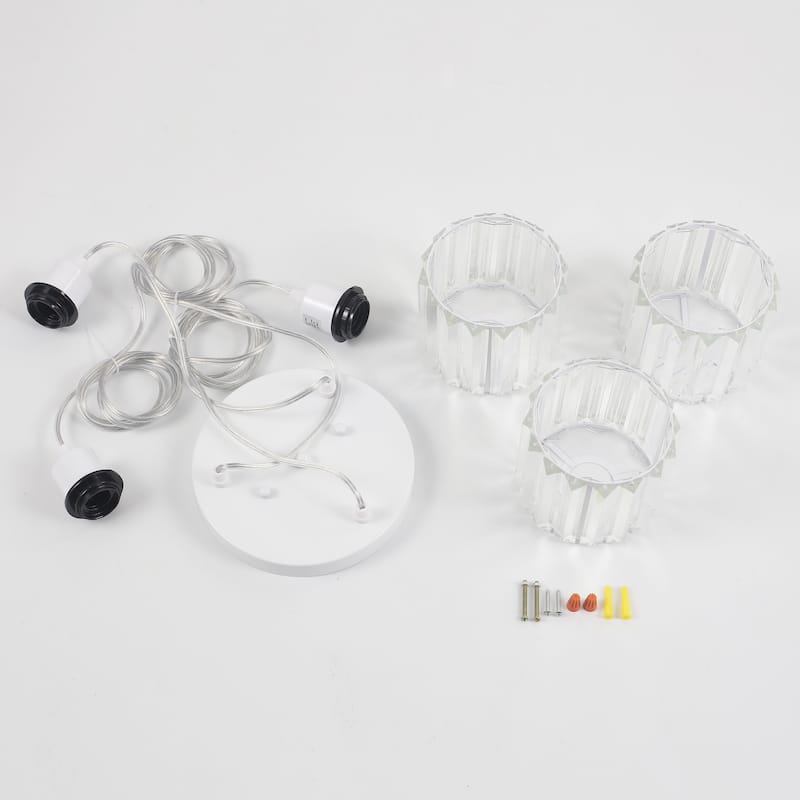 Modern 3-Light Crystal Chandelier, Kitchen Island Pendant Lights, Classic Semi Flush Mount Chandelier for Dining Room