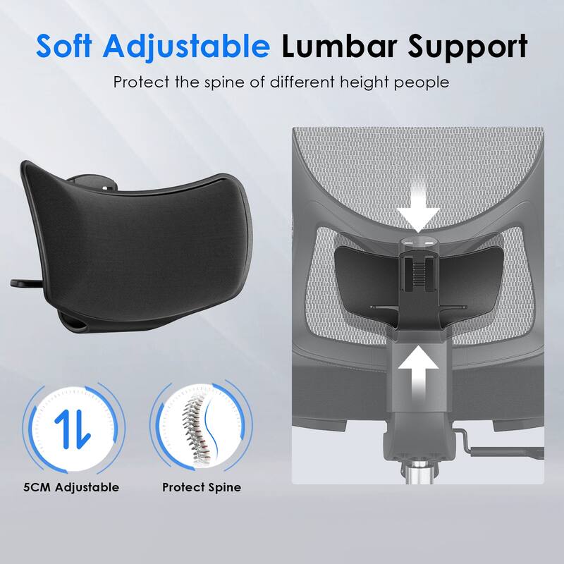 Ergonomic Office Chair,Mesh Desk Chair with Adjustable Lumbar Support and Headrest,Computer Chair with 3D Armrest Swivel Chair