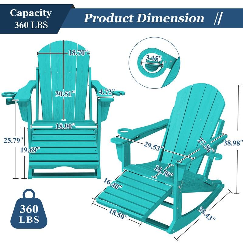 Foldable Outdoor Rocking Chair – Removable Wheels, Ergonomic & Weatherproof