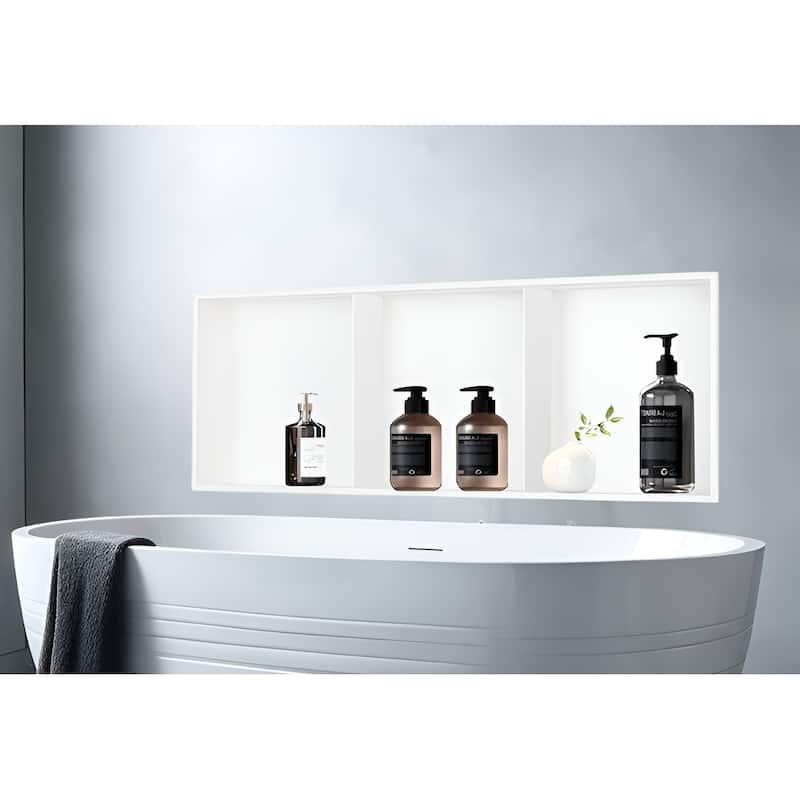 18 Gauge Stainless Steel Black/White Cream Layered Rectangular Recessed Shower Niche - 36"x12.6"
