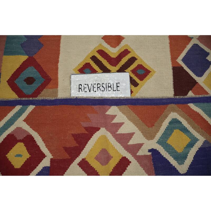 Hand Woven Oriental 100% Wool Carpet Southwestern Tribal Multi-Colored Kilim Runner Rug - 18' 0'' X 5' 3''