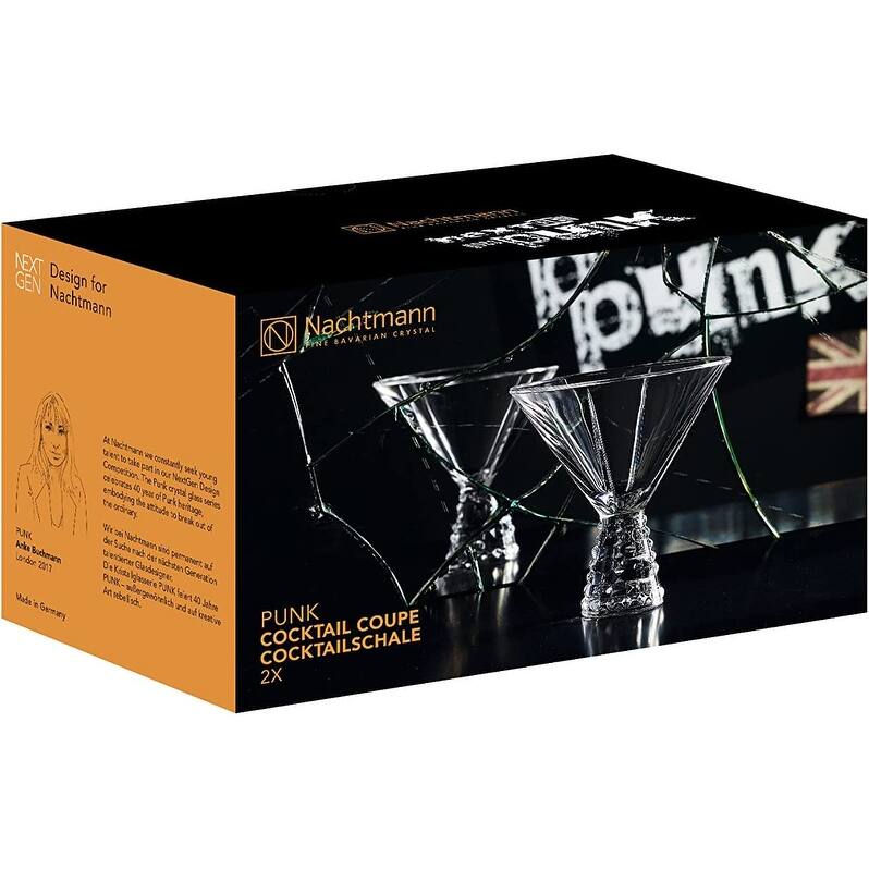Nachtmann Set of 2 Punk Cocktail Coupe Glasses - 8.1 oz.