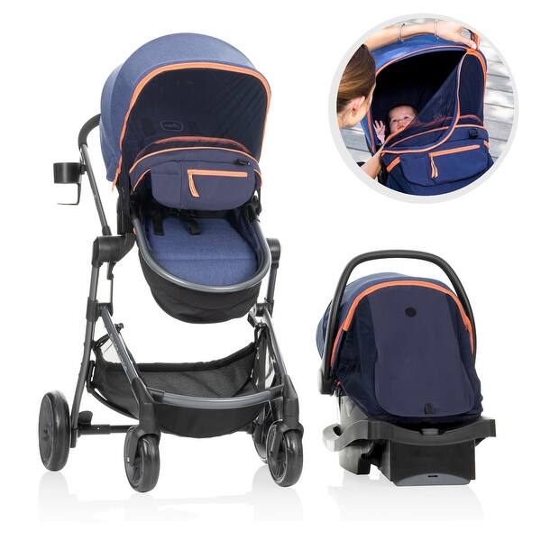 slide 2 of 9, Pivot Vizor Travel System with LiteMax Infant Car Seat Promenade Blue