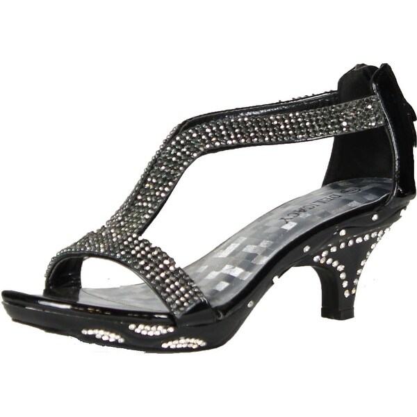 Delicacy Women Lety73 Rhinestone T-Strap Evening Dancing Dress Low Heel Sandals