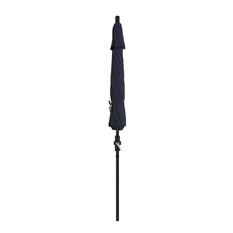 California Umbrella 9' Rd Golden State Series Patio Umbrella Black Aluminum Frame Crank Lift Collar Tilt Olefin Royal Blue