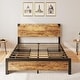 preview thumbnail 2 of 6, Metal Platform Bed Frame with 4 Storage Drawers,Wooden Headboard