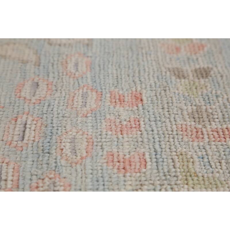 Hand Knotted Oriental 100% Wool Carpet Transitional All-Over Navy Blue & Blues Oushak Area Rug - 12' 0'' X 9' 0''