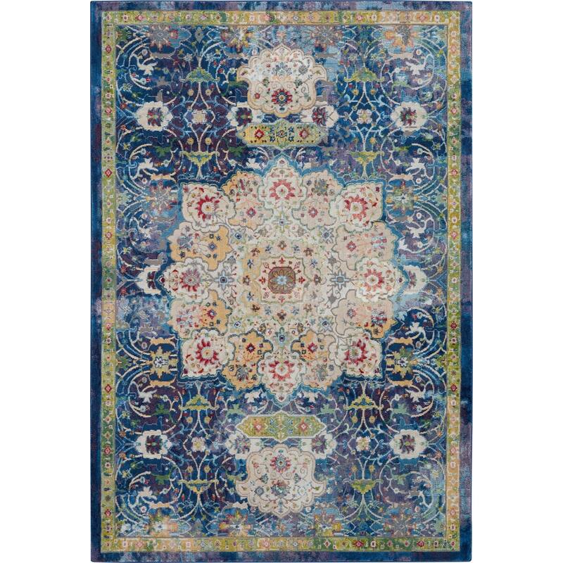Janey Power Loomed Distressed Floral Traditional Non Skid Area Rug By HomeRoots - 90' X '63' X '0.5