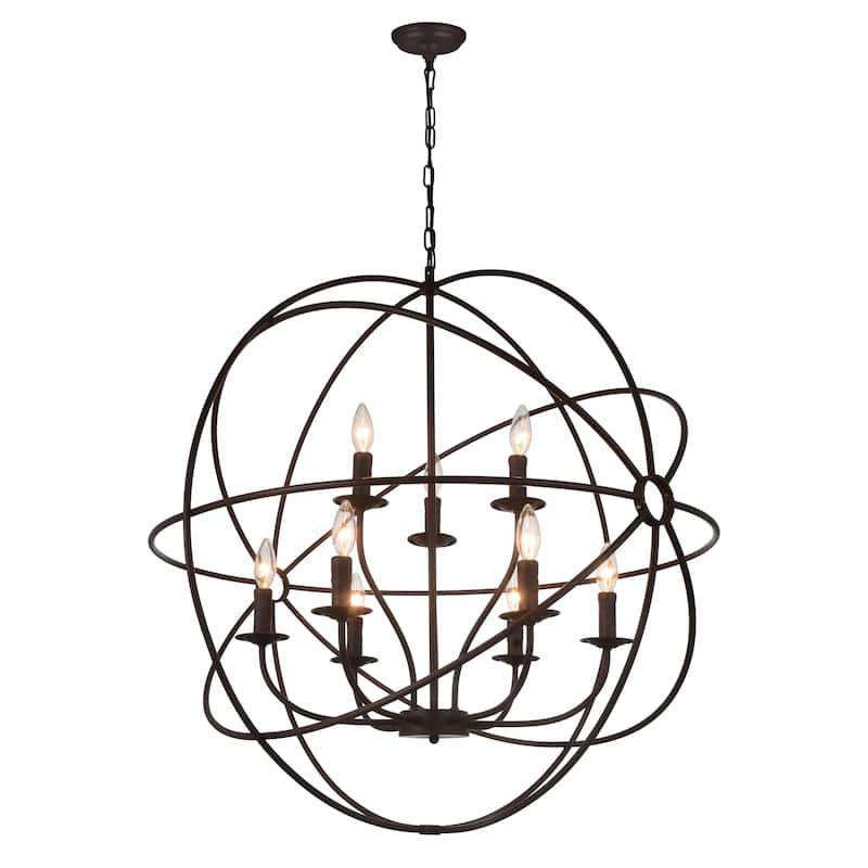 Arza 9 Light Up Chandelier With Brown Finish - Brown