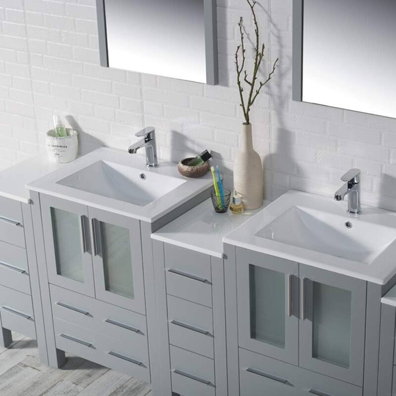 Blossom Sydney 84 Inch Solid Wood Double Sink Vanity with Side Cabinet