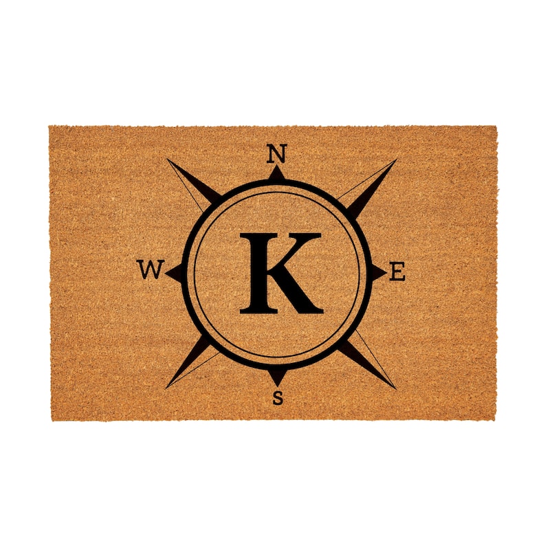 Coastal Coir Mat Compass Monogram 36"x24" - Letter K