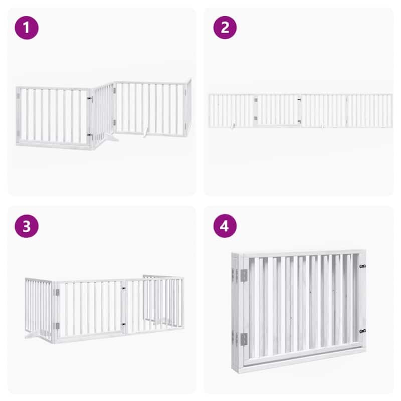 vidaXL Dog Gate Foldable Poplar Wood