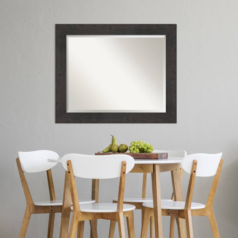 Beveled Wall Mirror - Rustic Plank Espresso Frame