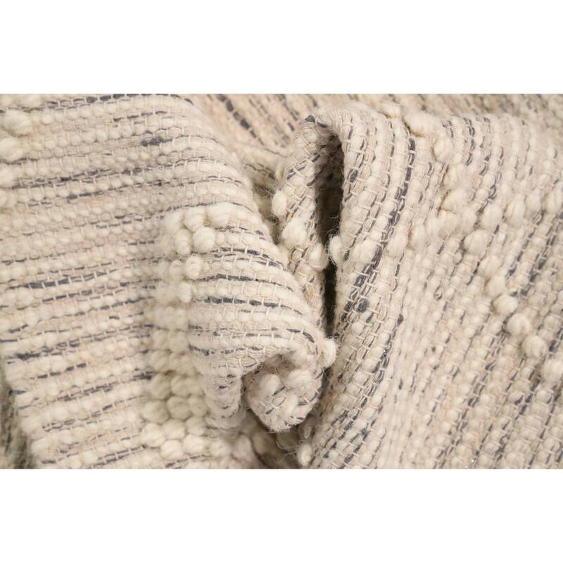 Hand Knotted Oriental 100% Wool Carpet Modern Geometric Beige & Ivories Modern Gotti Design Area Rug - 5' 10'' X 2' 7''