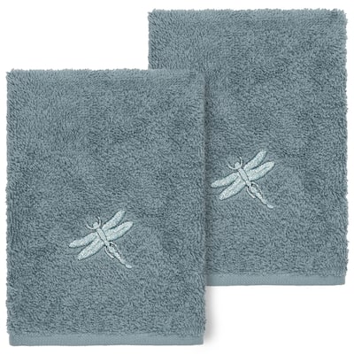 Authentic Hotel and Spa 100% Turkish Cotton Braelyn 2PC Embellished Washcloth Set