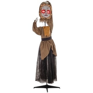 5.2' Animated Halloween Doll with Jumping Head, Glowing Red Eyes, and Sound Activation
