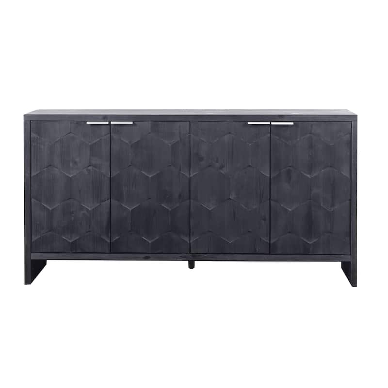 Modern Gray Lacquered 4 Door Wooden Cabinet Sideboard Buffet Server Cabinet Storage Cabinet