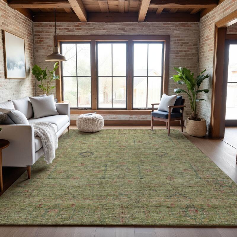 Premium Washable Super Soft Vintage Persian Mayfield Rug - Aloe - 8' x 10'