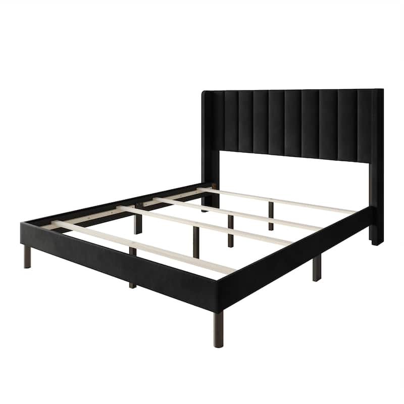 Clayfell Herrin Upholstered Wingback Panel Bed