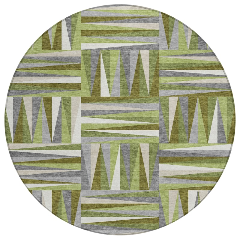 Machine Washable Indoor/ Outdoor Contemporary Mosaic Chantille Rug