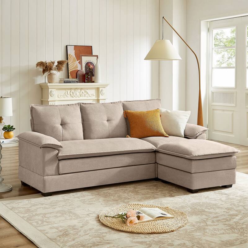L-Shaped Sectional Sofa with Cloud-Like Seats - 82.28 Inches - Perfect for Living Room