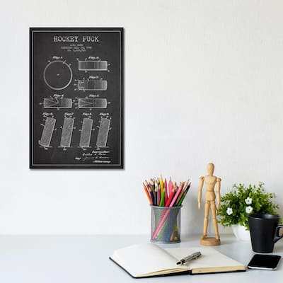 iCanvas "Hockey Puck Charcoal Patent Blueprint" by Aged Pixel Canvas Print