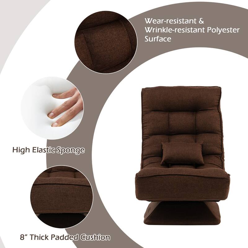 Costway 360° Swivel Floor Chair 5-Level Adjustable Lazy Chair w/ - See Details