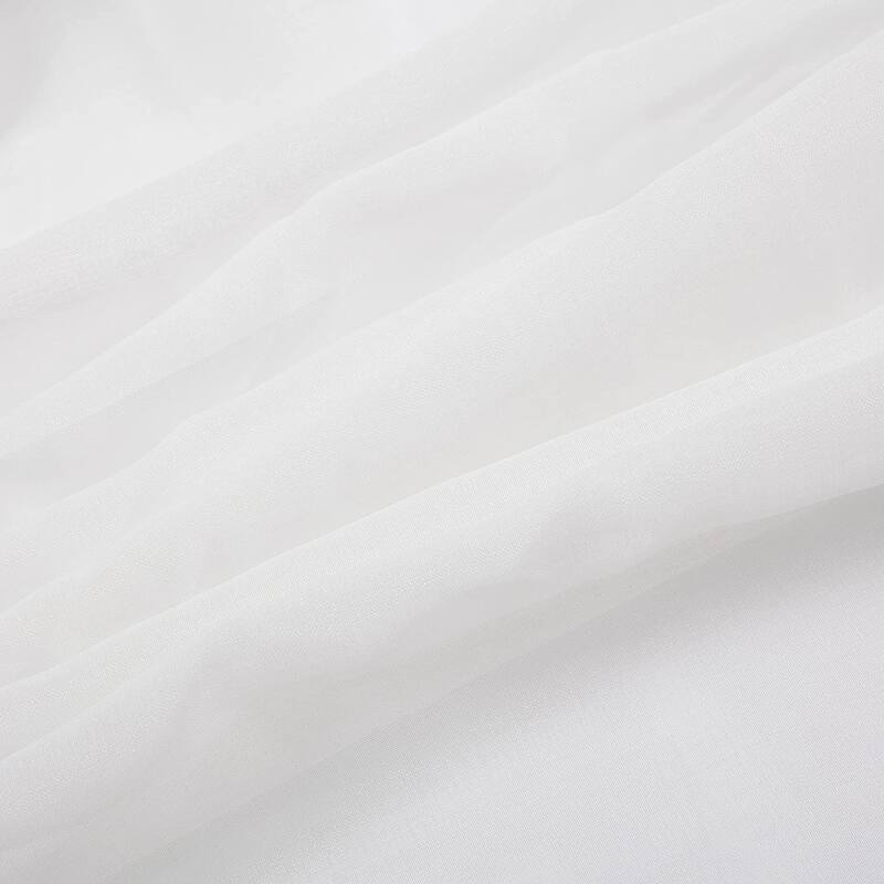 DriftAway Solid White Sheer Window Scarf Valance Long Luxury Sheer Fabric Topper Knife Edge