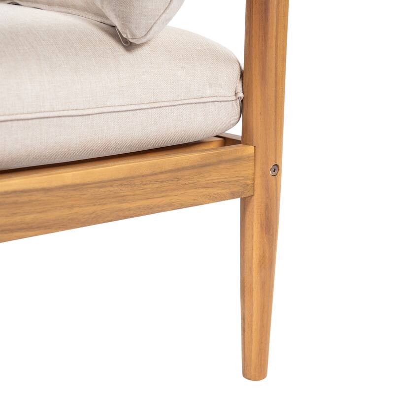 Christopher Knight Home - Terassi Outdoor Acacia Wood 3-Seater Sofa with Wide Armrest & Backrest Support Cushion - 76.25"W