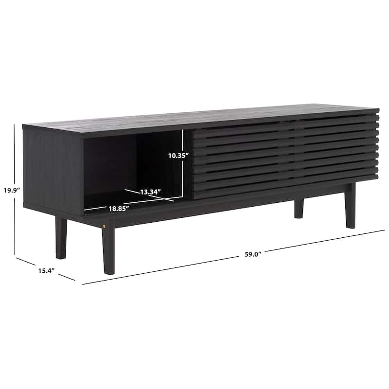 SAFAVIEH Home Aricia Large 2 Door Media Stand - 59Wx15Dx20H - Black