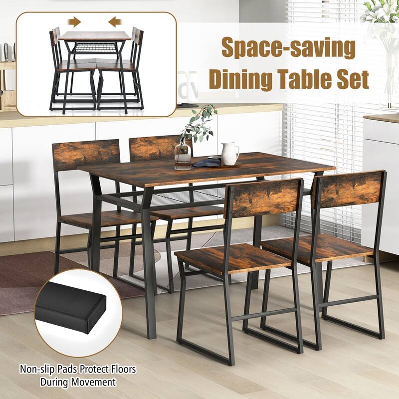 Costway 5 Piece Dining Table Set Industrial Rectangular Kitchen Table