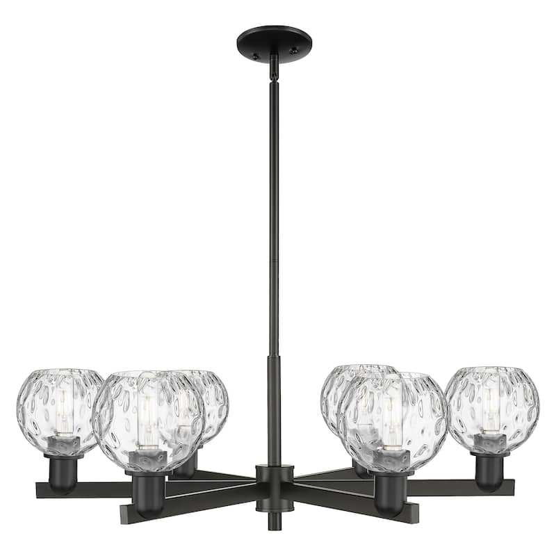 Innovations Lighting Endless Possibilities Arcadia - Athens Water Glass - 6 Light 36" Stem Hung Chandelier - Matte Black